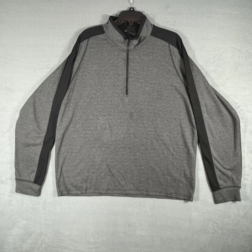 HAWKE & CO Men's XXL Gray Black 1/4 Zip Pullover Activewear Tech Fibers Top